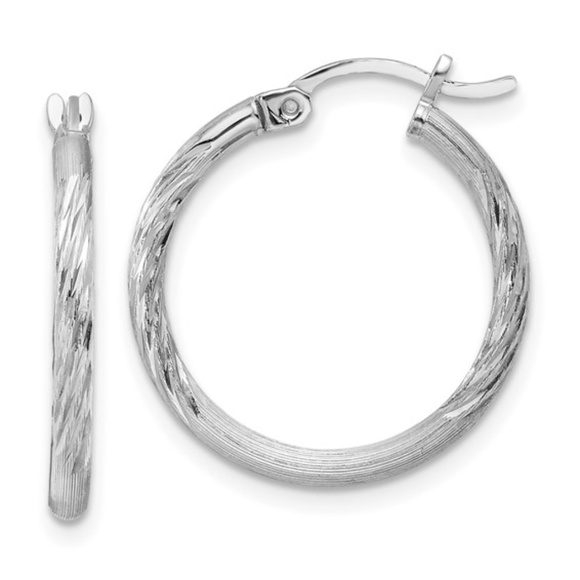 Jewelry - Diamond-cut Hoop Earrings Sterling Silver